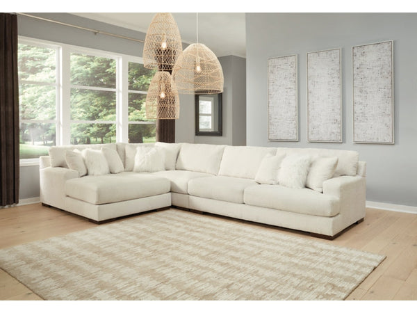 Ashley Zada 4 Piece Right Chaise Sectional w/Ottoman in Ivory-Washburn's Home Furnishings