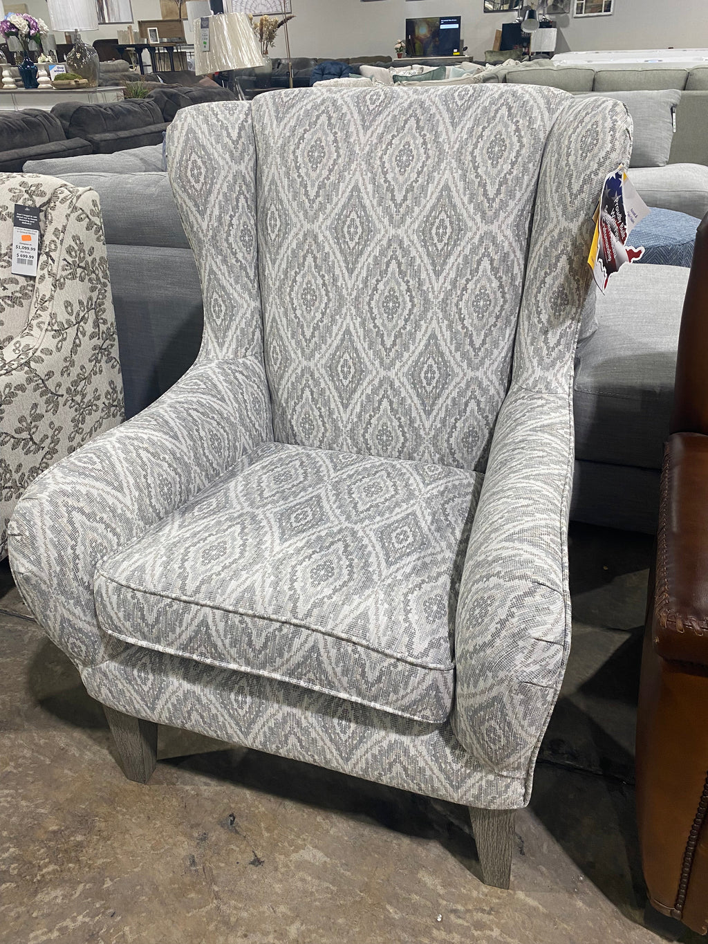 Best Lorette Wing Back Chair in Frost Washburn's Home Furnishings