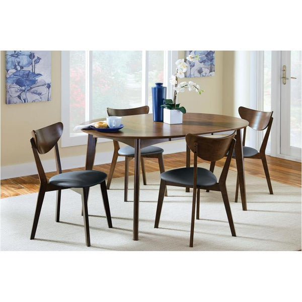 Coaster Jedda Oval Diniing Table & 4 Upholstered Dining Chairs Dark Walnut & Black-Washburn's Home Furnishings