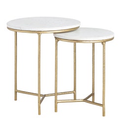 Crestview Athens Nested End Tables in Gold and Marble-Washburn's Home Furnishings
