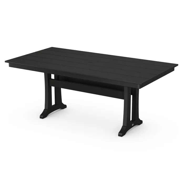 Polywood Farmhouse Trestle Dining Table 37"x72" in Black Washburn's