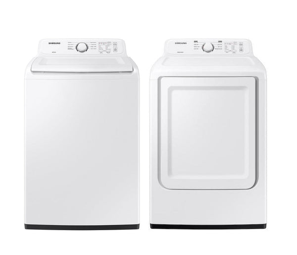 Samsung 27" Top Load Washer w/4 cu. ft. Capacity, 8 Wash Cycles & Samsung 7.2 Cu Ft Electric Dryer in White-Washburn's Home Furnishings
