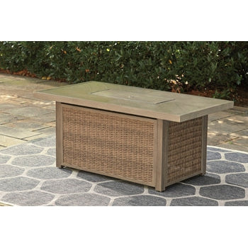 Ashley Beachcroft Outdoor Fire Pit Table-Washburn's Home Furnishings