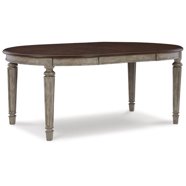 Ashley Lodenbay Oval Dining Room Ext Table & 6 Upholstered Seat Chairs in Antique Gray-Washburn's Home Furnishings