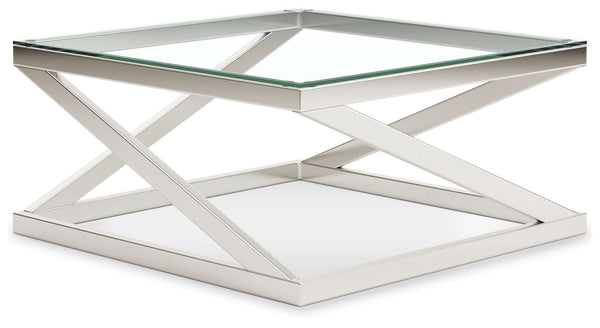 Coylin - Brushed Nickel Finish - Square Cocktail Table-Washburn's Home Furnishings