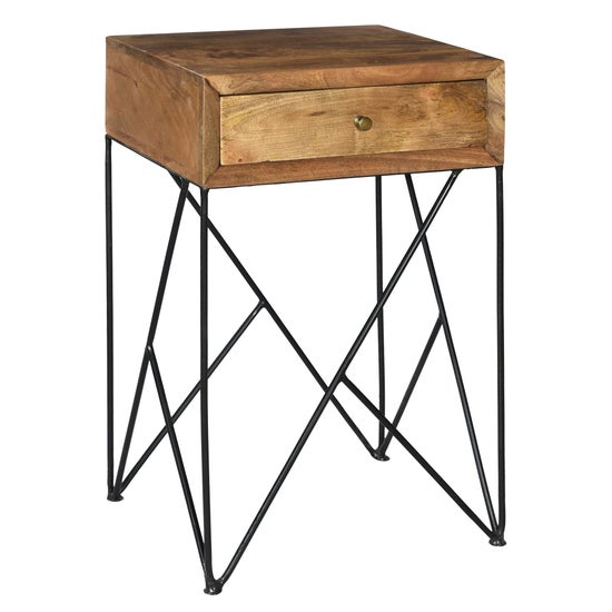 Crestview Bengal Manor Light Wood and Metal Accent Table-Washburn's Home Furnishings