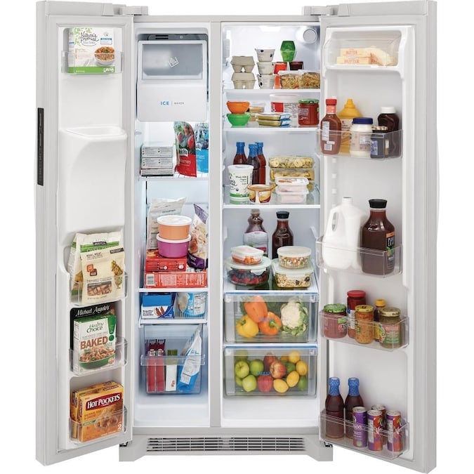 Frigidaire 22.2 Cu Ft Side by Side Refrigerator in White-Washburn's Home Furnishings