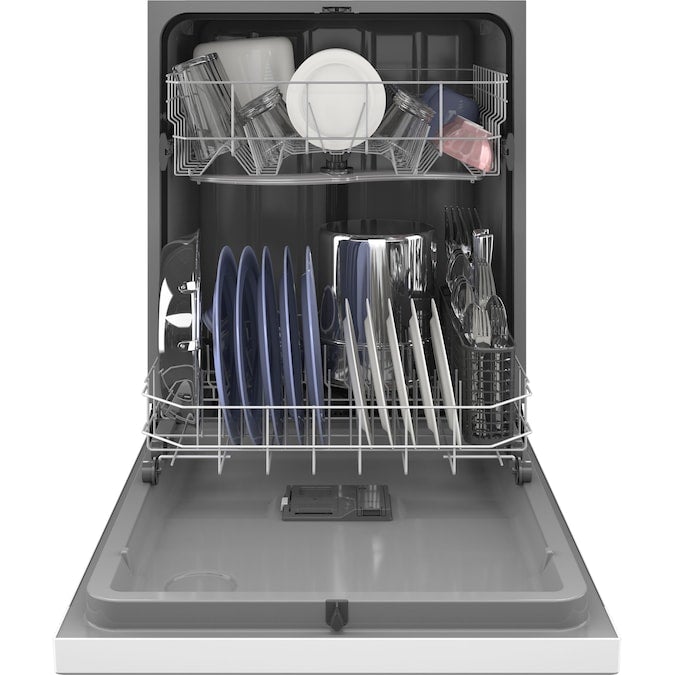 GE 24 inch Dishwasher W/Front Controls in White-Washburn's Home Furnishings