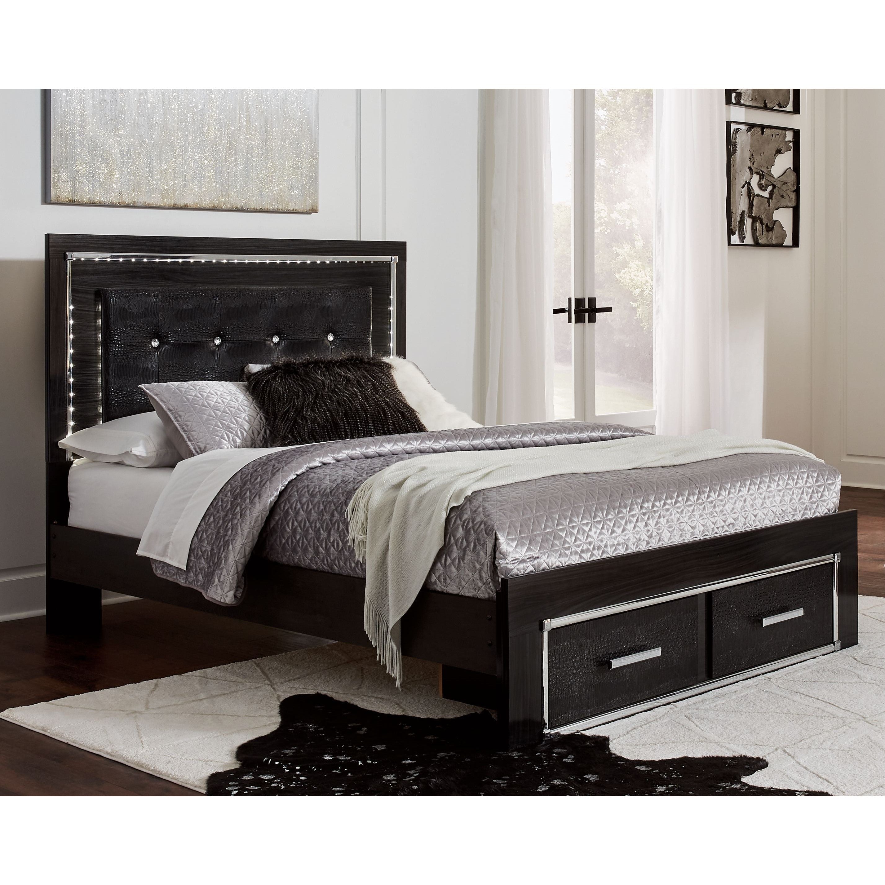 Kaydell Black Queen Upholstered Panel Bed With 2 Storage Drawers kaydell-black-queen-upholstered-panel-bed-with-2-storage-drawers