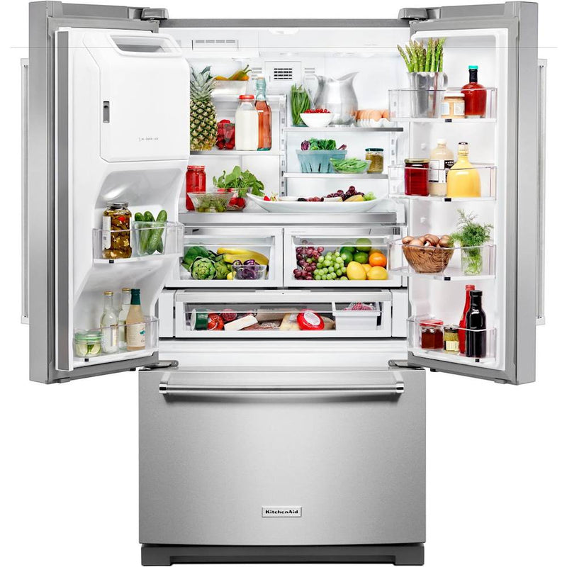26.8 cu. ft. 36-Inch Width Standard Depth French Door Refrigerator with Exterior Ice and Water and PrintShield™ finish-Washburn's Home Furnishings