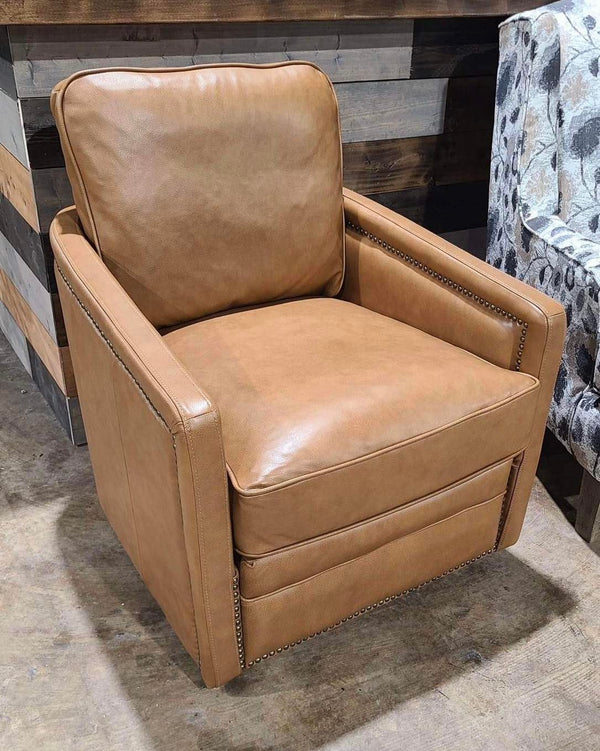 Leather Italia Alto Swivel Chair in Camel-Washburn's Home Furnishings