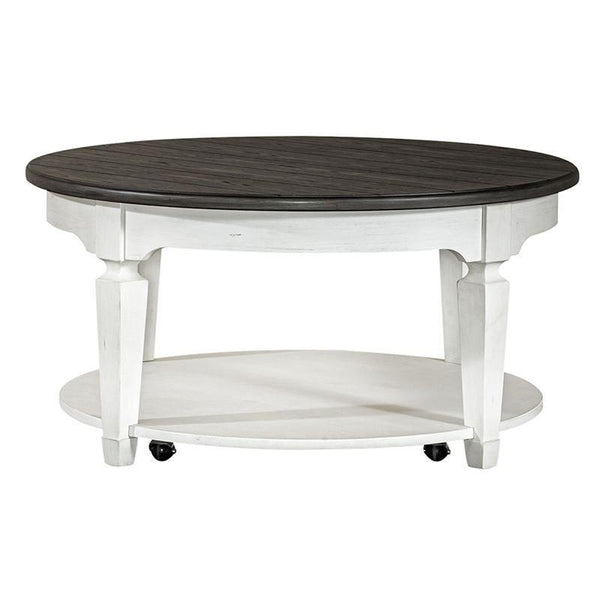 Liberty Allyson Park Wirebrushed White Round Cocktail Table-Washburn's Home Furnishings