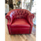 Mayo Leather Swivel Chair in Vacchetta Ruby W/ Nickel Nails-Washburn's Home Furnishings