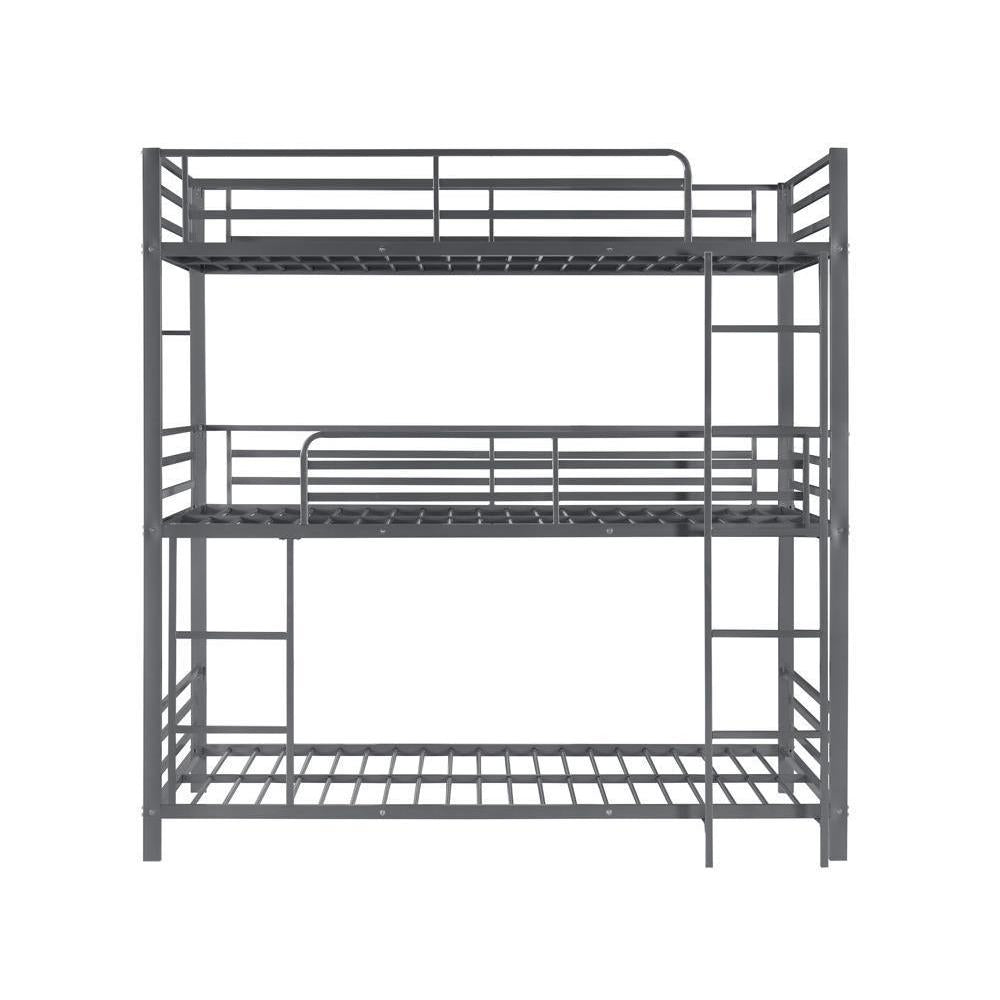 Metal Triple Twin Bunk Bed Gray Washburn's Home Furnishings