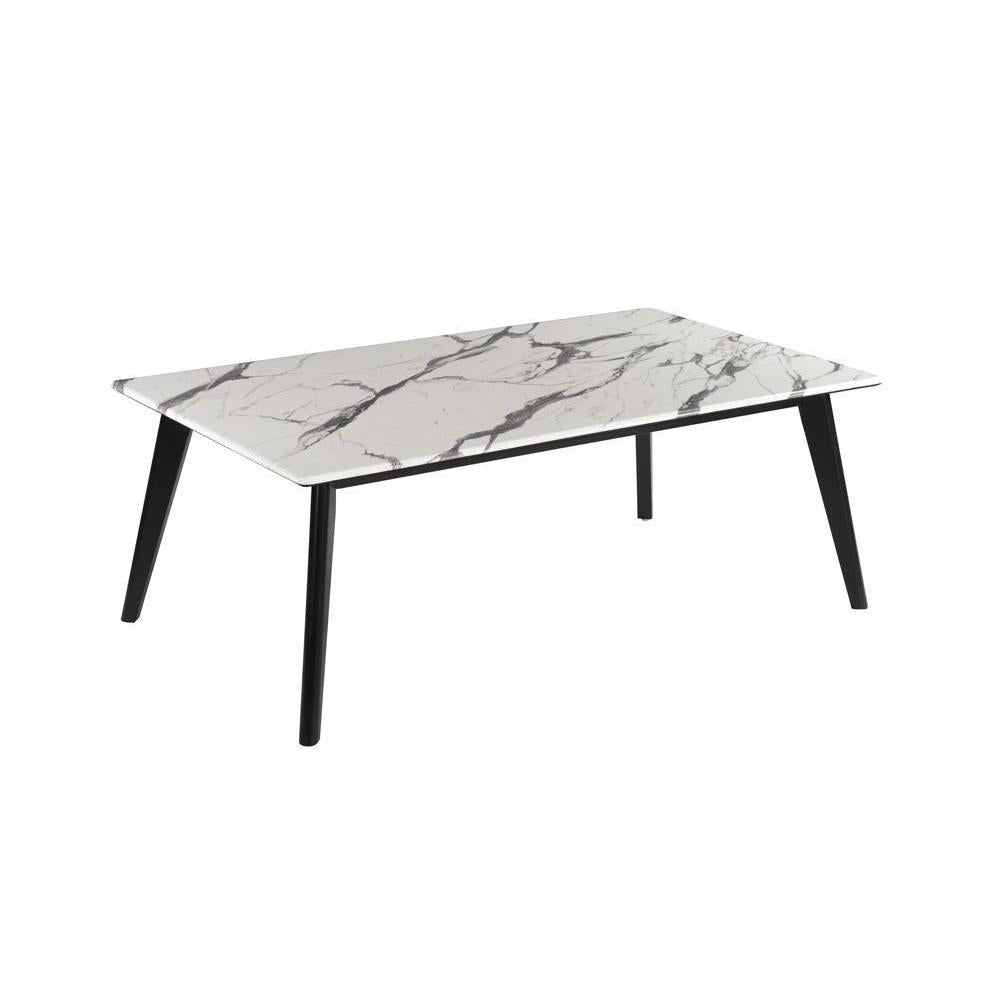 Rectangle Faux Marble Top Coffee Table White Washburn's Home
