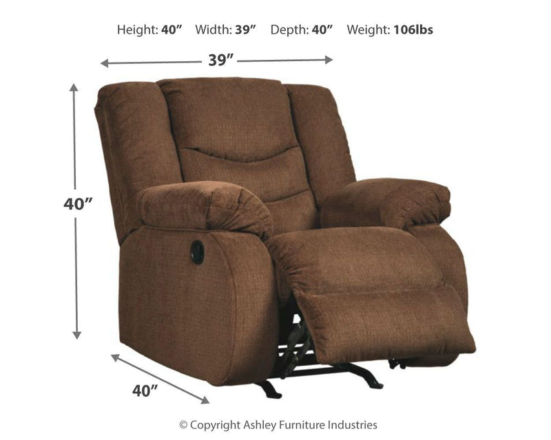 Ashley Tulen Rocker Recliner in Chocolate