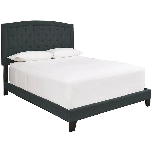 Adelloni - Charcoal - King Uph Hdbd/ftbd/roll Slats - Button Tufting-Washburn's Home Furnishings