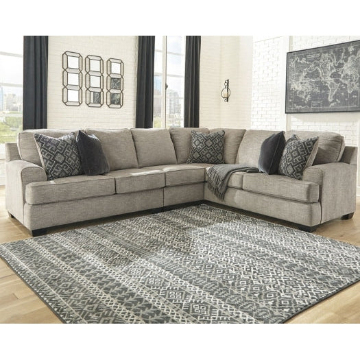 Ashley Bovarian Left Arm Facing Loveseat 3 Pc Sectional & Ottoman in Stone-Washburn's Home Furnishings