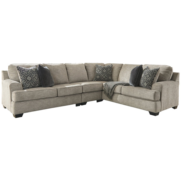 Ashley Bovarian Left Arm Facing Loveseat 3 Pc Sectional & Ottoman in Stone-Washburn's Home Furnishings