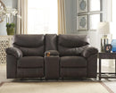 Ashley Boxberg Double Reclining Loveseat w/Console in Dark Brown-Washburn's Home Furnishings