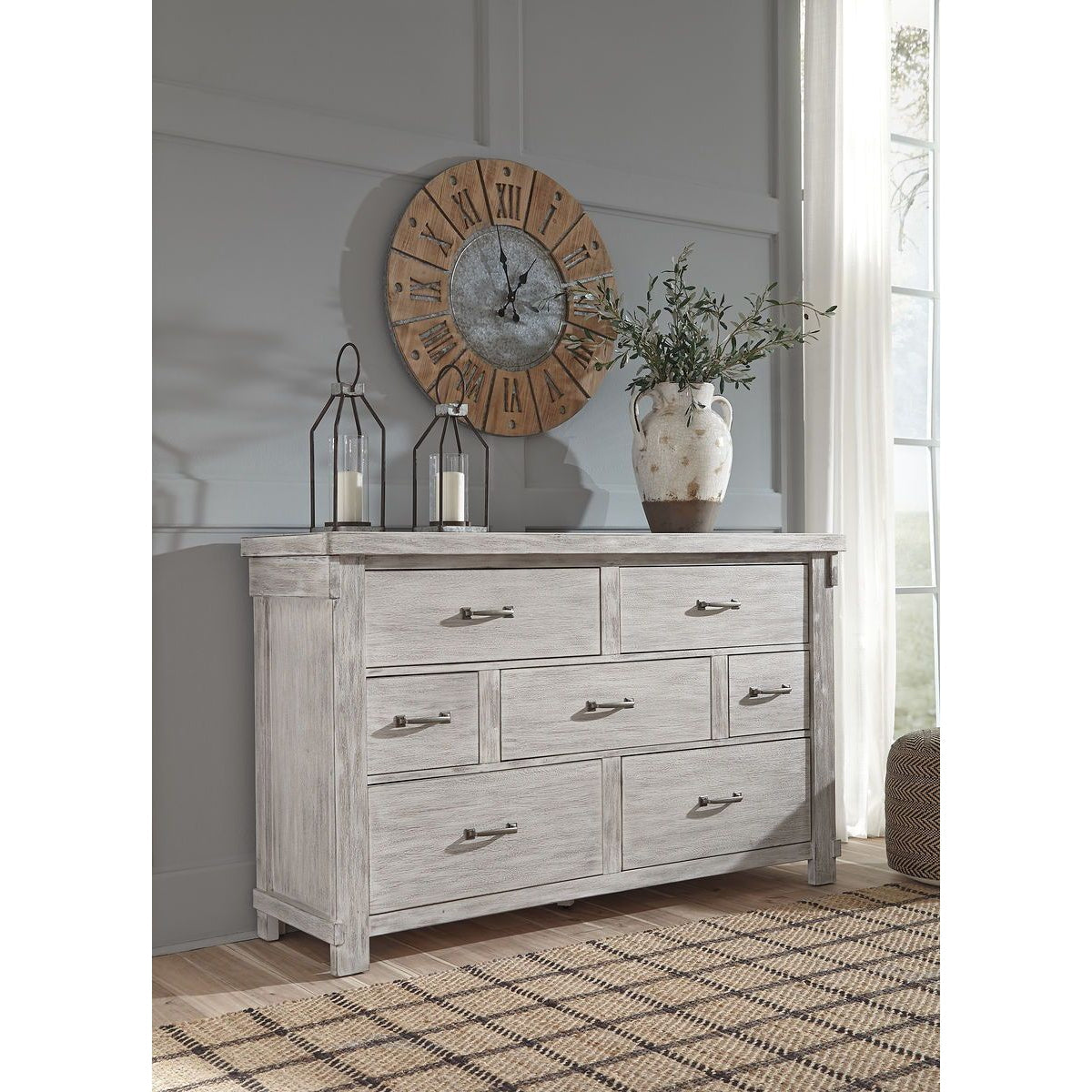 ashley white dresser Brashland Optional frosted glass inlays give the cabinet door fronts quite the instant makeover Bruchandi Five Drawer Chest