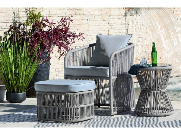 Ashley Coast Island Outdoor Chair w/Ottoman & Side Table (Set of 3)-Washburn's Home Furnishings