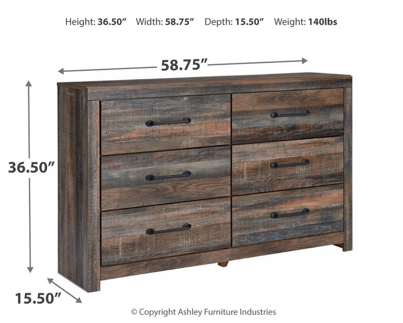 Ashley Drystan Six Drawer Dresser in Brown/Beige-Washburn's Home Furnishings