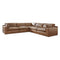 Ashley Emilia 5 Piece Leather Sectional in Caramel Bundle w/Ottoman-Washburn's Home Furnishings