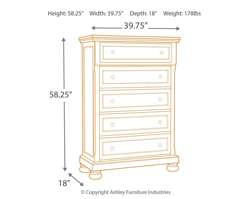 Ashley Flynnter Five Drawer Chest in Medium Brown-Washburn's Home Furnishings