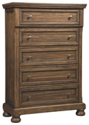 Ashley Flynnter Five Drawer Chest in Medium Brown-Washburn's Home Furnishings