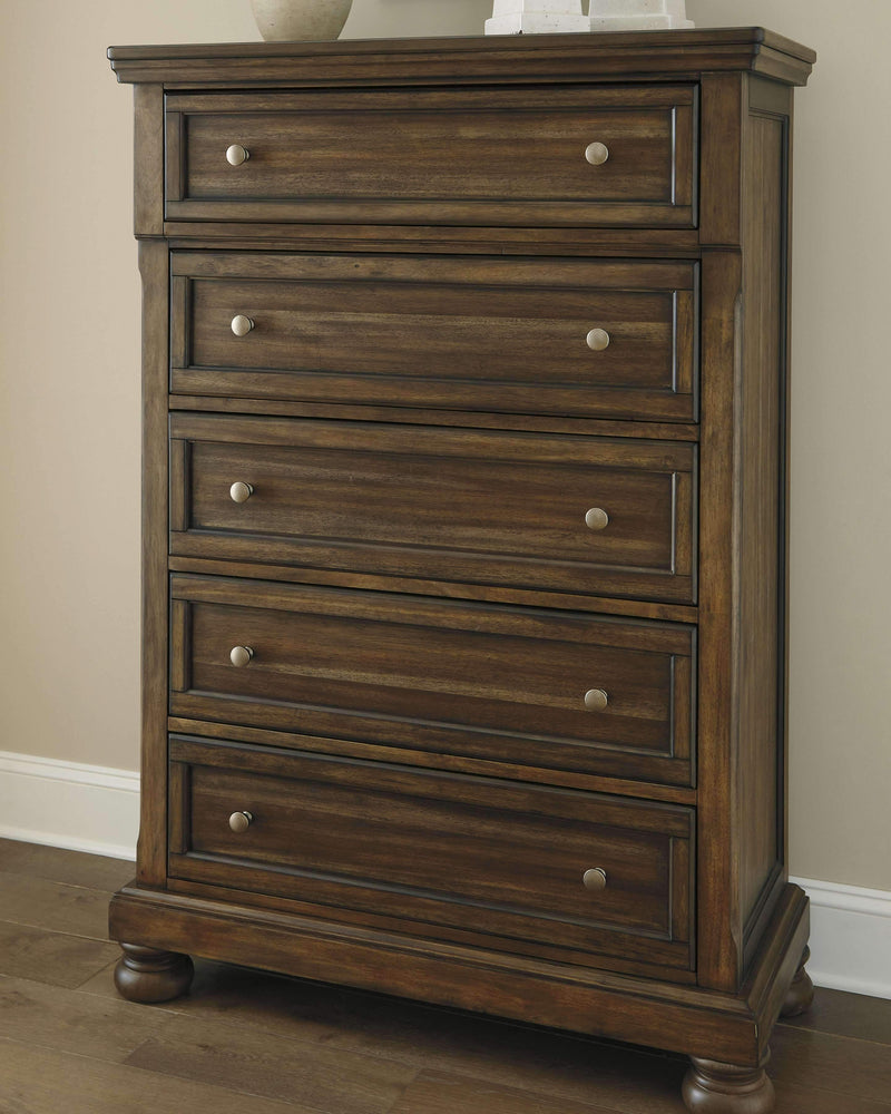 Ashley Flynnter Five Drawer Chest in Medium Brown-Washburn's Home Furnishings