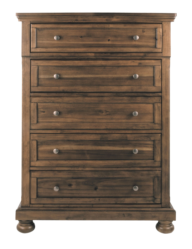 Ashley Flynnter Five Drawer Chest in Medium Brown-Washburn's Home Furnishings