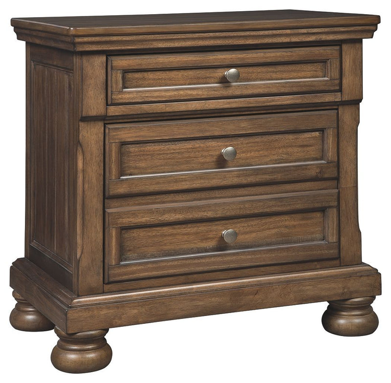 Ashley Flynnter Two Drawer Night Stand in Medium Brown-Washburn's Home Furnishings