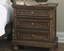 Ashley Flynnter Two Drawer Night Stand in Medium Brown-Washburn's Home Furnishings