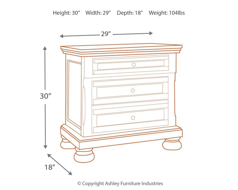 Ashley Flynnter Two Drawer Night Stand in Medium Brown-Washburn's Home Furnishings