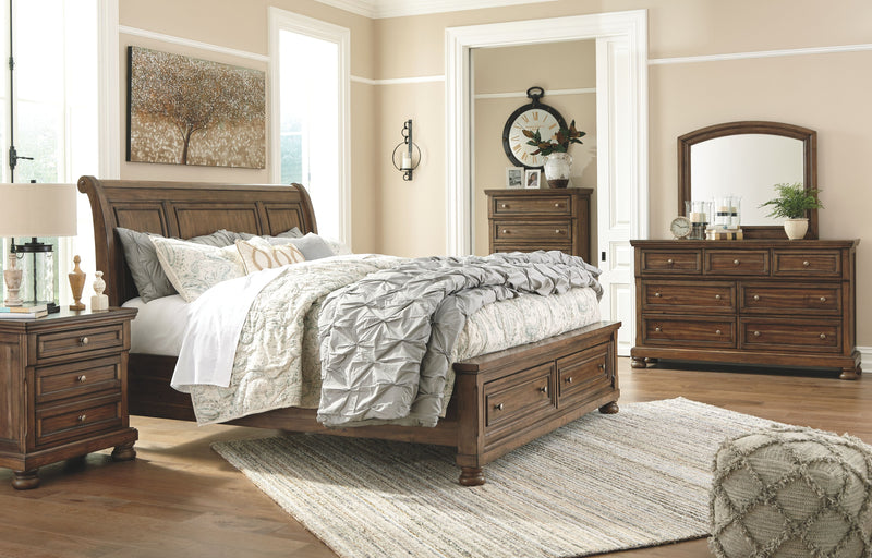 Ashley Flynnter Two Drawer Night Stand in Medium Brown-Washburn's Home Furnishings