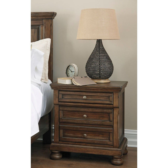 Ashley Flynnter Two Drawer Night Stand in  Medium Brown