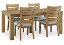 Ashley Galliden Dining Extension Table & 4 Ladder Back Dining Chairs Set-Washburn's Home Furnishings