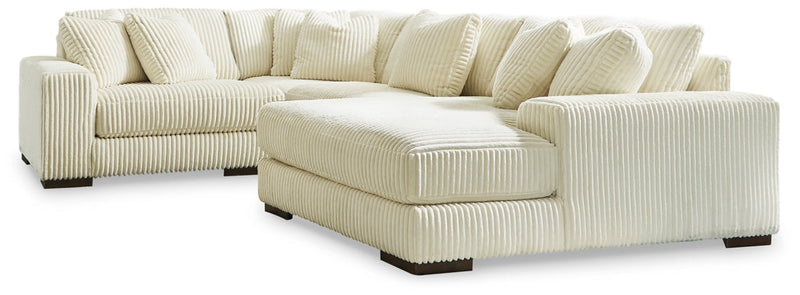 Ashley Lindyn 4 Pc Sectional w/Right Chaise in Ivory NO ottoman-Washburn's Home Furnishings