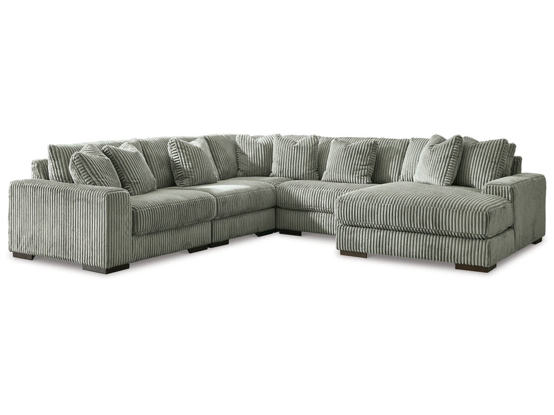 Ashley Lindyn 5 piece sectional w/ right facing chaise, no ottoman, in Fog-Washburn's Home Furnishings