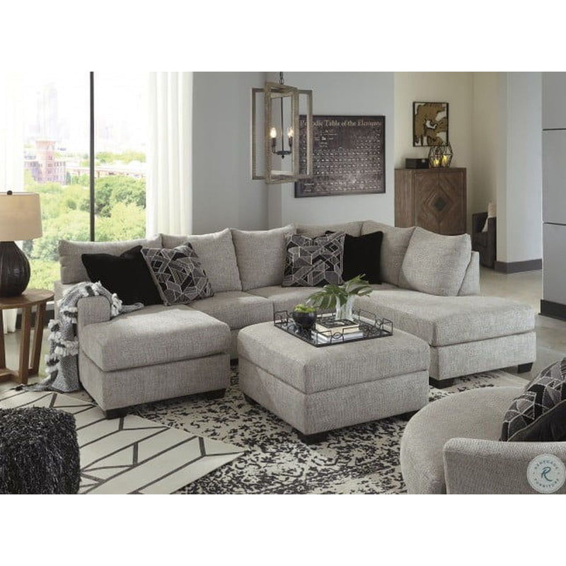 Ashley Megginson Sectional & Storage Ottoman w/Right Corner Chaise in Storm-Washburn's Home Furnishings