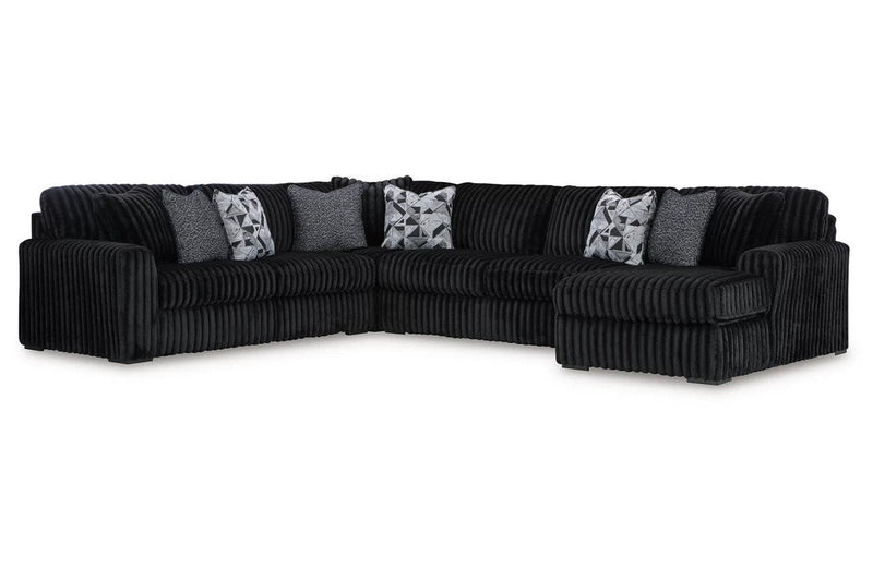 Ashley Midnight-Madness 4 Piece Sectional w/Right Chaise Bundle-Washburn's Home Furnishings