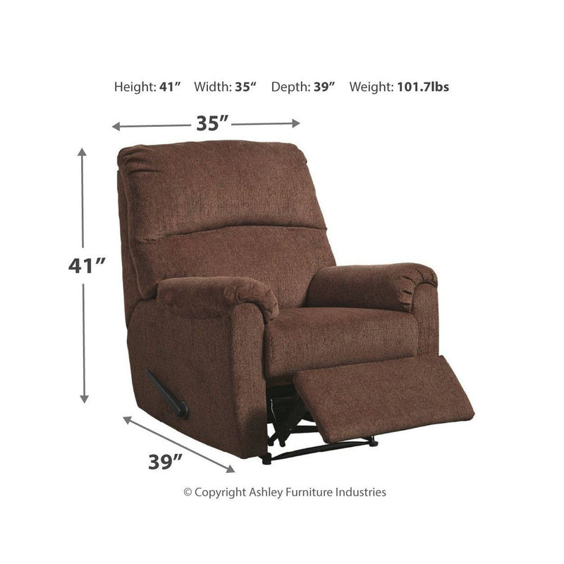 Ashley Nerviano Zero Wall Recliner in Chocolate-Washburn's Home Furnishings