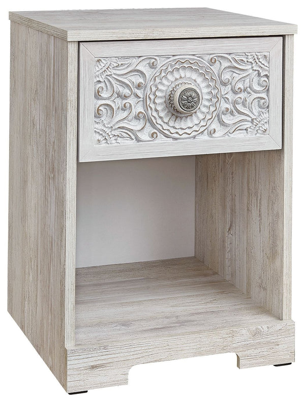 Paxberry - Whitewash - One Drawer Night Stand - Open Cubby-Washburn's Home Furnishings