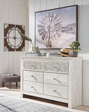 Paxberry - Whitewash - Six Drawer Dresser - Medallion Drawer Pulls-Washburn's Home Furnishings