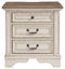 Ashley Realyn 3 Drawer Night Stand in White, Brown & Beige-Washburn's Home Furnishings