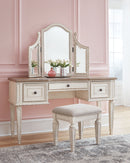 Ashley Realyn 3 Piece Vanity/Mirror/Stool in Two Tone Brown & Antique White-Washburn's Home Furnishings