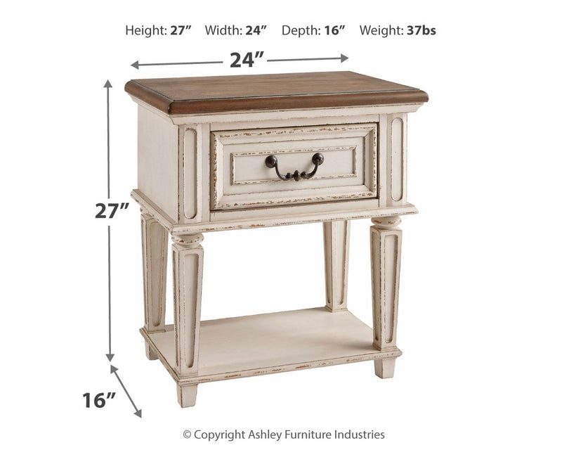 Ashley Realyn One Drawer Night Stand in Chipped White-Washburn's Home Furnishings