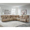 Ashley Ricmen 2 Seat Power Reclining Sofa ADJ HDREST in putty-Washburn's Home Furnishings