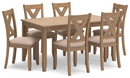 Ashley Sanbriar Dining Set w/Table & 6 Chairs in Light Brown (Sell as Set)-Washburn's Home Furnishings